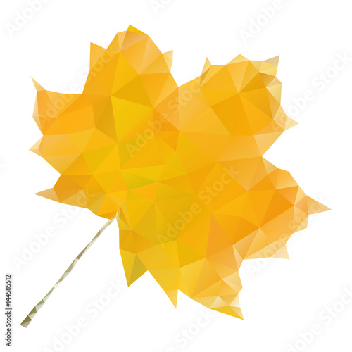 Yellow maple leaf in low poly style