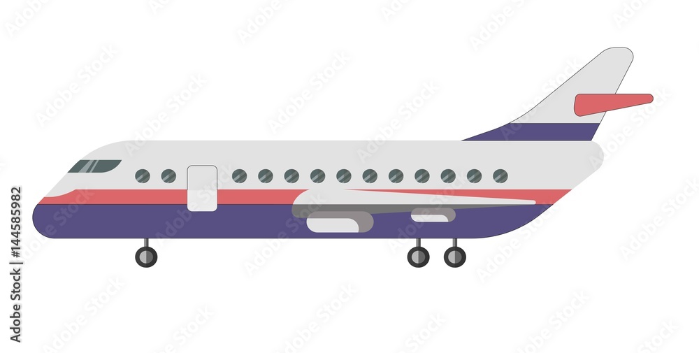 Passenger aircraft isolated on white background vector illustration