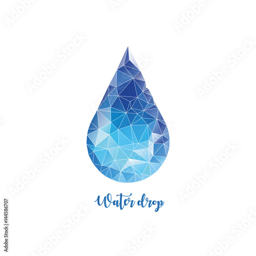 Polygonal water drop. Low poly style