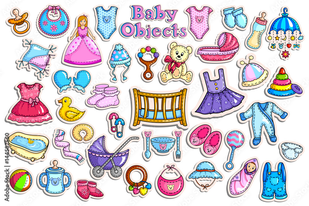 Sticker collection for baby object collection Sticker collection for baby object collection