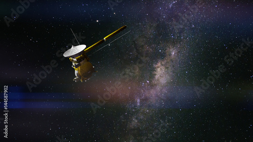 spacecraft Cassini–Huygens in front of the Milky Way galaxy
