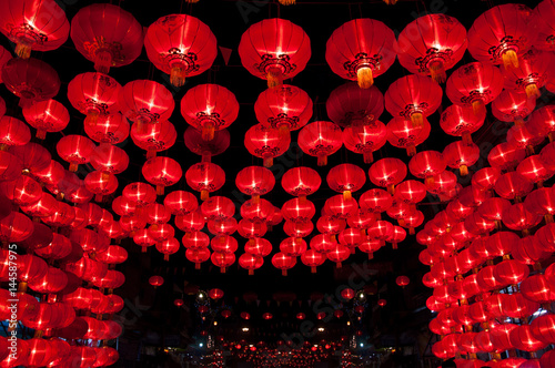 Chinese red lanterns hang for decorate