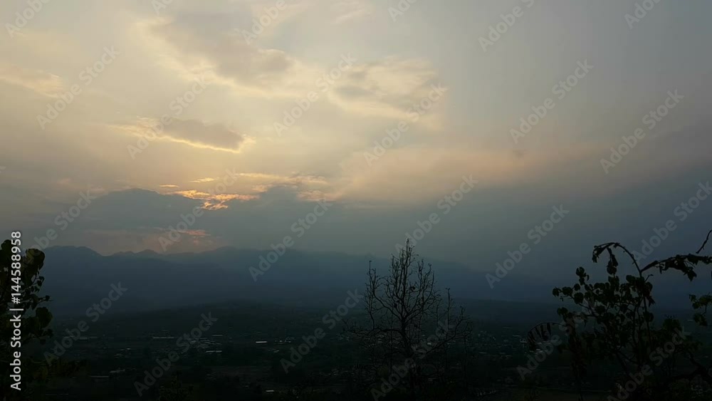 Sunset at Wat Phra Tad Mae Yen in Pai District in Mae Hong Son, Thailand Sunset at Wat Phra Tad Mae Yen in Pai District in Mae Hong Son, Thailand