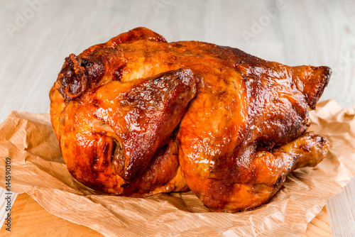 Roasted whole chicken photo