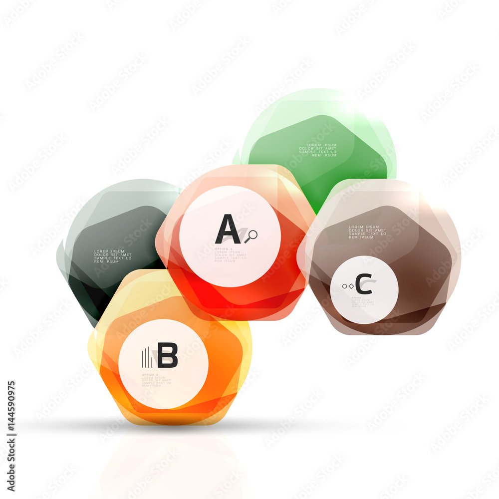 Shiny style modern geometrical hexagons web boxes Shiny style modern geometrical hexagons web boxes