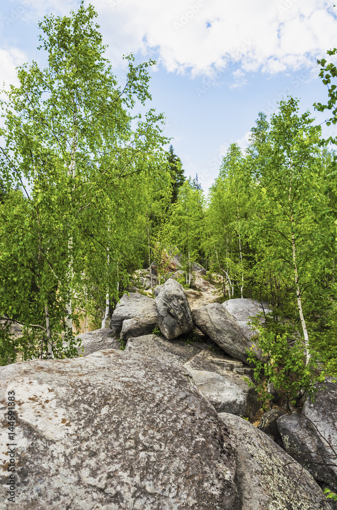 Fototapeta premium Stone ridge at the top of the cliff