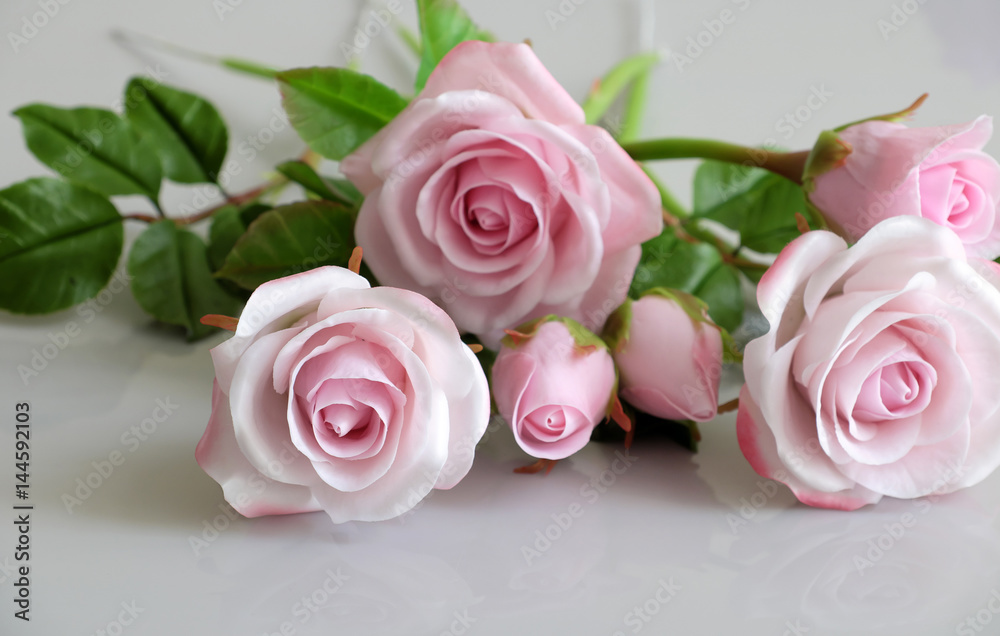 Naklejka premium clay art, pink roses flower