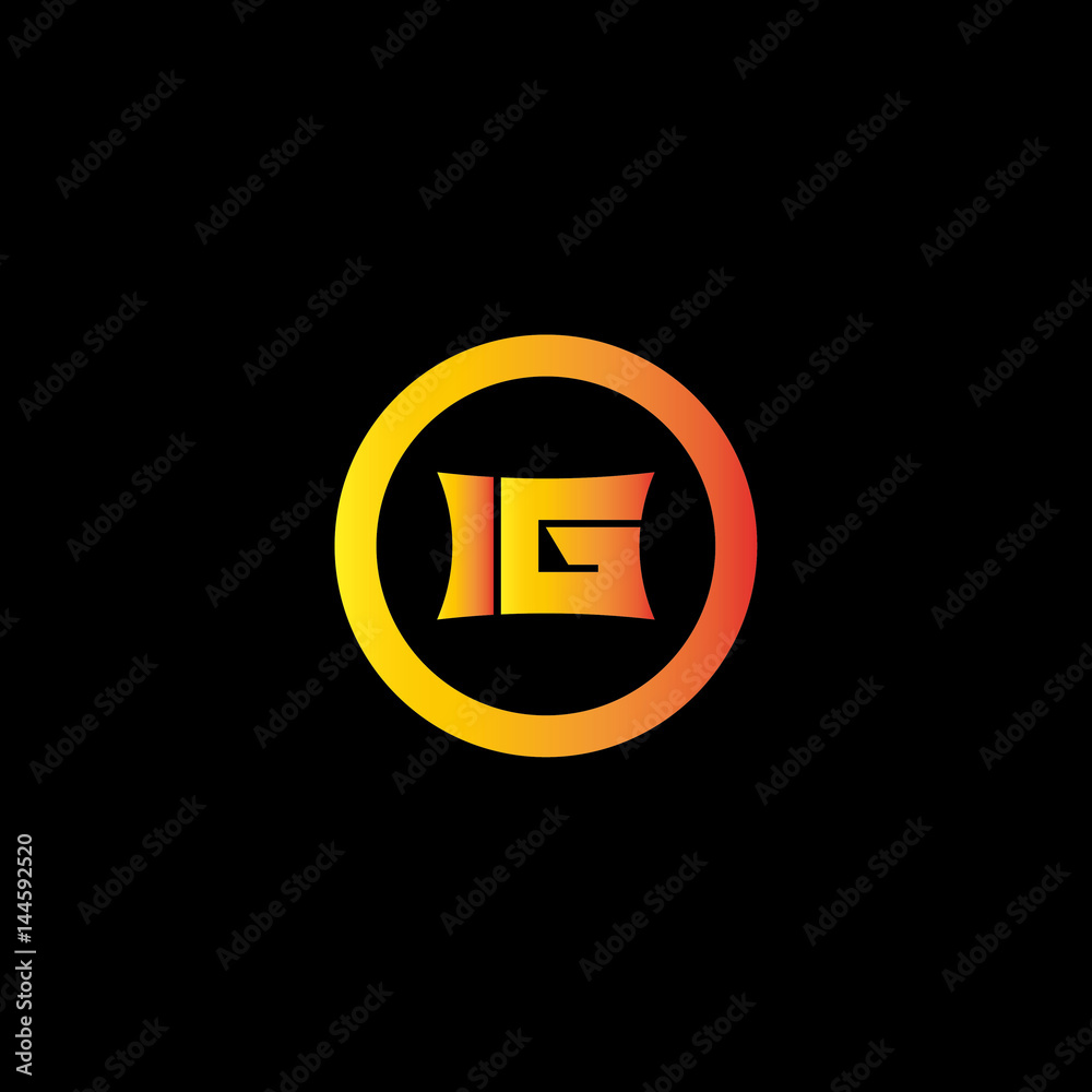 IG letter in circle with gold color logo design IG letter in circle with gold color logo design