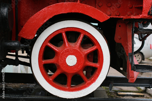 Details of the metal parts of vintage railway train