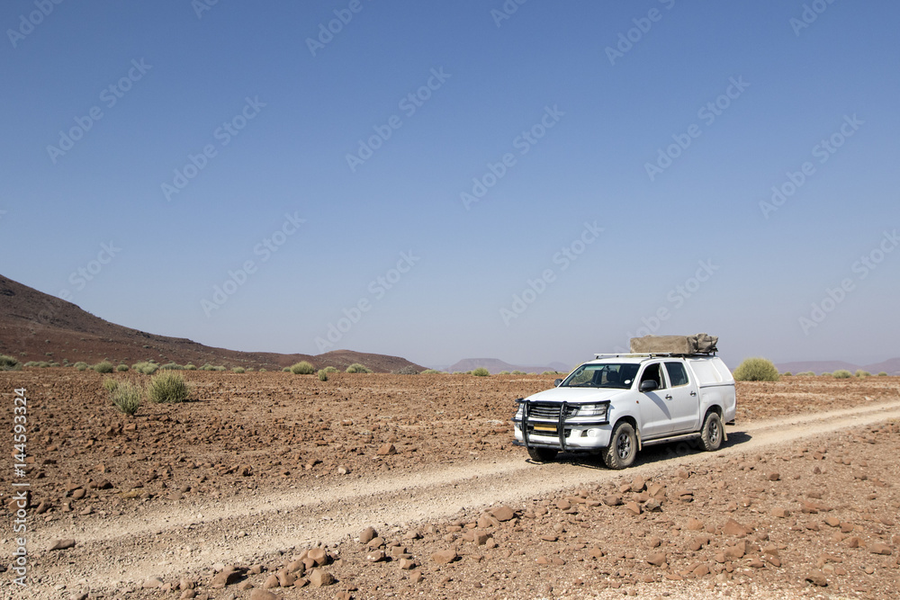 4x4 travelling through Damaraland, Namibia.