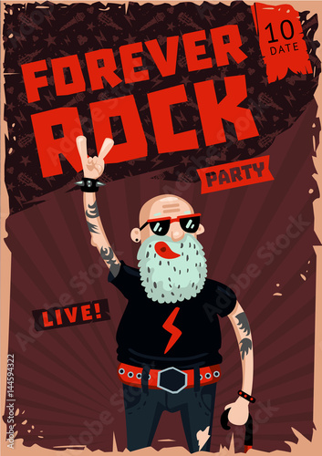Forever Rock. Old school music. Funny poster