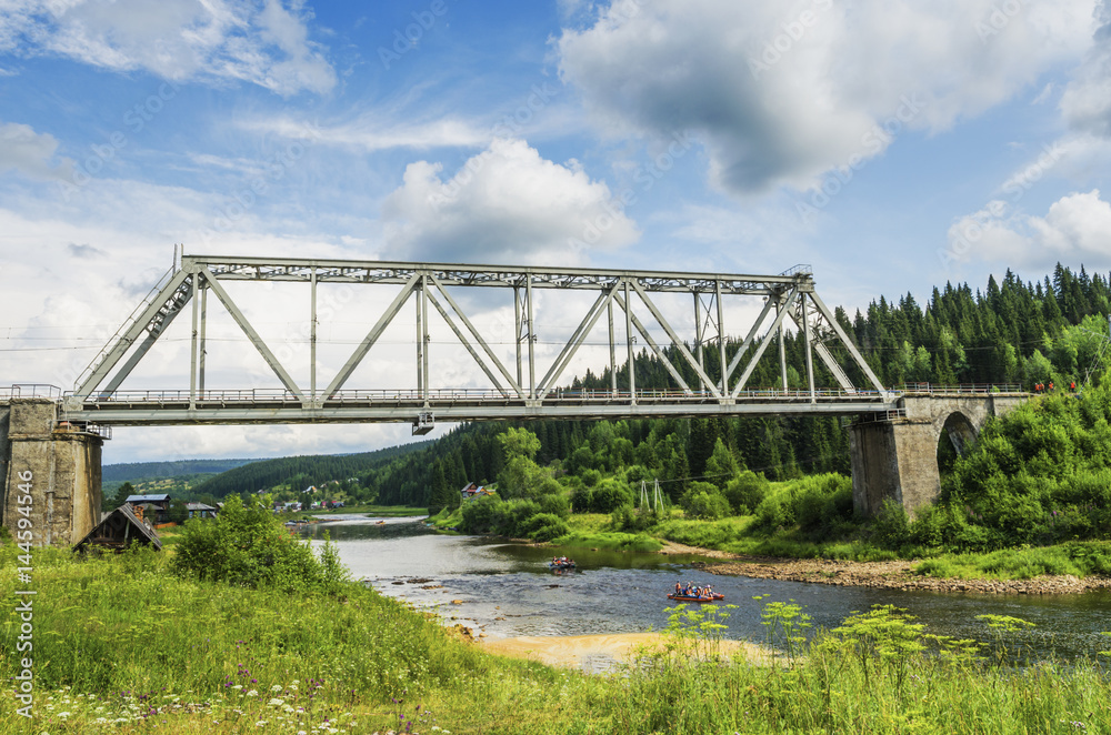 Fototapeta premium Water tourism in the Urals