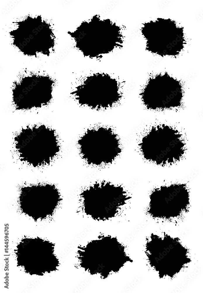 Abstract paint splashes set for design use. Splatter template set. Brushes vector illustration background Abstract paint splashes set for design use. Splatter template set. Brushes vector illustration background
