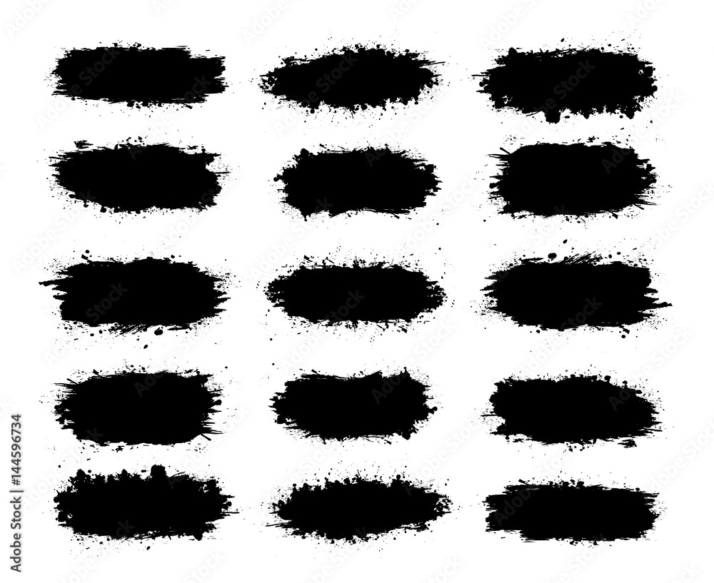 Abstract paint splashes set for design use. Splatter template set. Brushes vector illustration background