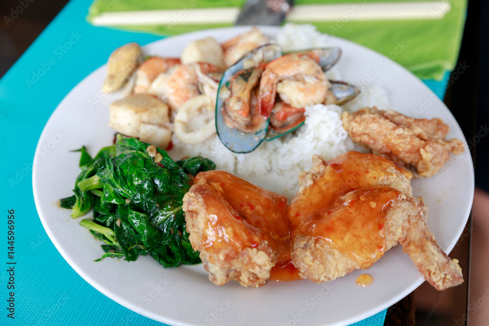 Dish of Mixed Buffet Philippines Style Food