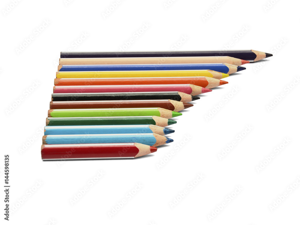 Colored wooden pencils on a white background Colored wooden pencils on a white background