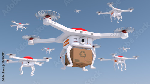 3d rendering Drone flying