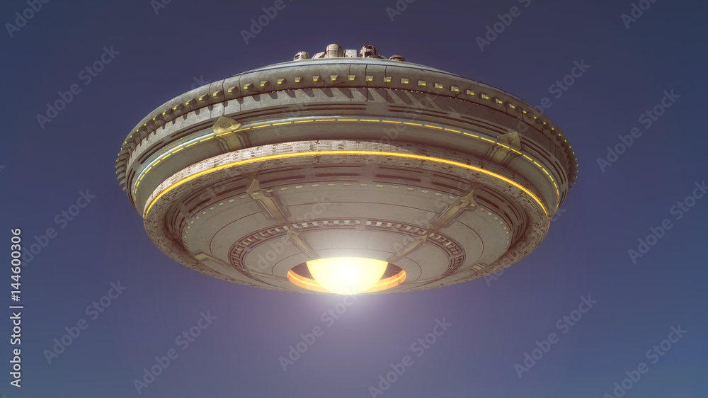 3d rendering. Spaceship UFO concept