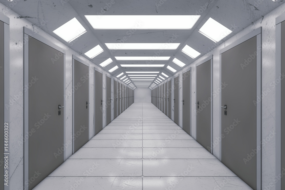 Obraz premium 3d rendering. Futuristic background architecture corridor.