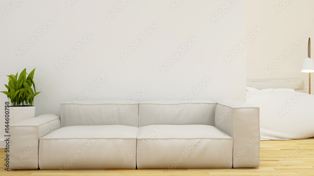 living room and bedroom - 3D Rendering
