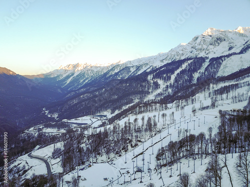 Mountain landscape in Sochi, the Caucasus. View from Air © timursalikhov
