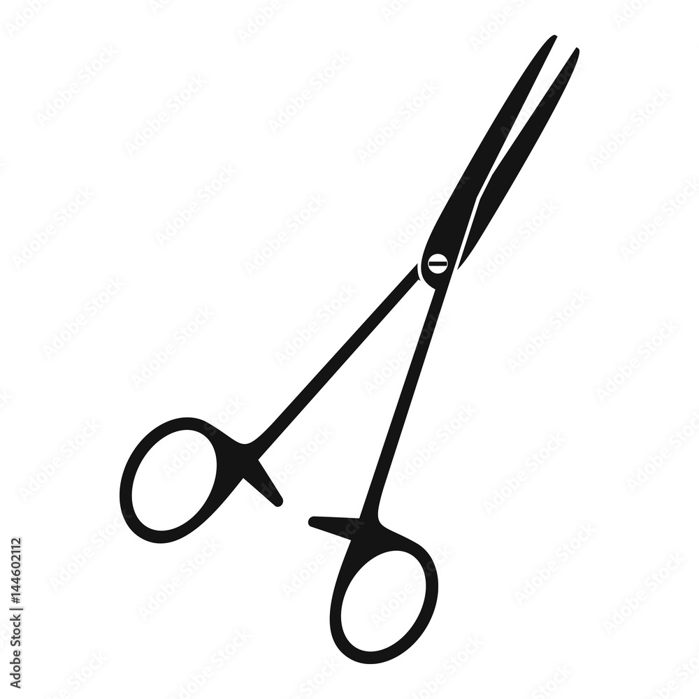 Medical clamp scissors icon, simple style Medical clamp scissors icon, simple style