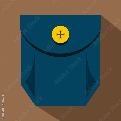 Blue jeans pocket with yellow button icon