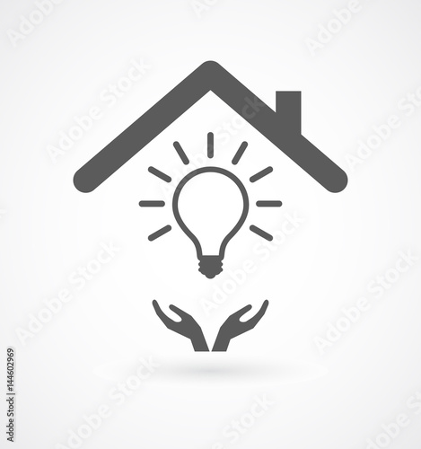 lightbulb under roof icon