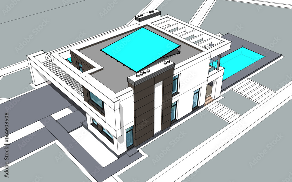 3d rendering of modern cozy house 3d rendering of modern cozy house