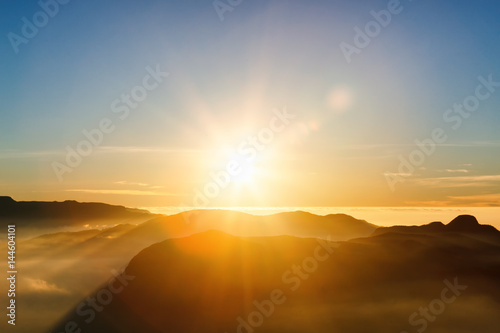 Beautiful landscape. Sunrise on the mountain Sri Pada Adam's Peak. Sri Lanka. © photoaliona
