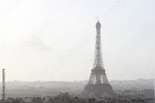 polygonal vector Illustration of Eiffel tower in Paris, France