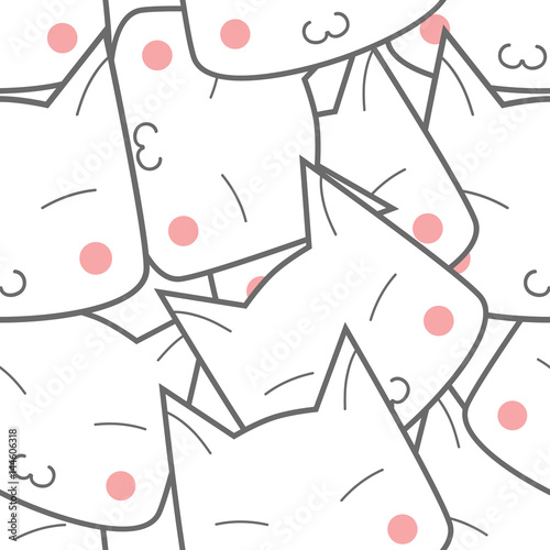 Cartoon Seamless Cat Pattern. Endless texture can be used for wallpaper,printing on fabric, paper, scrapbooking.