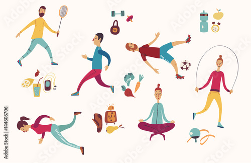 People sport activities Dieting, fitness and nutrition Healthy lifestyle.
