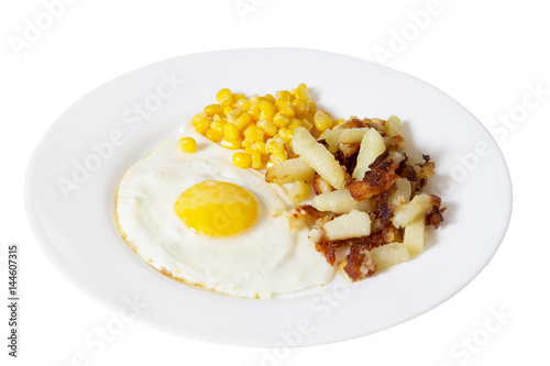 fried eggs on a white plate