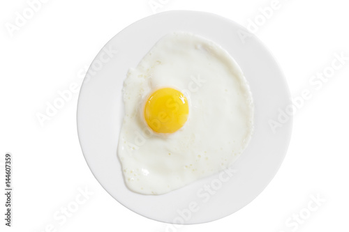 fried eggs on a white plate