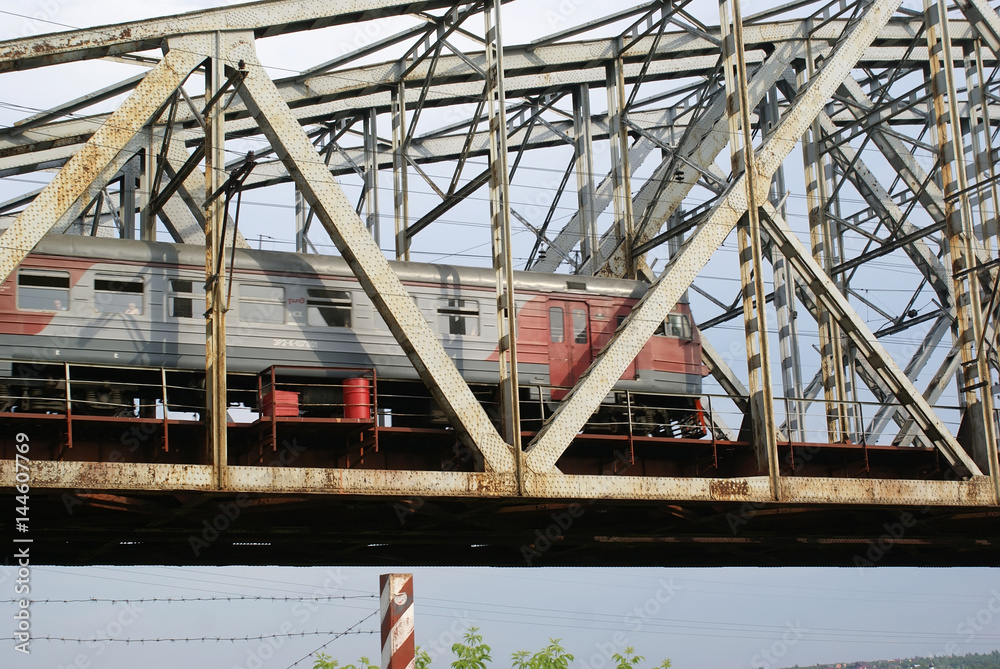 Train on railway bridge Train on railway bridge