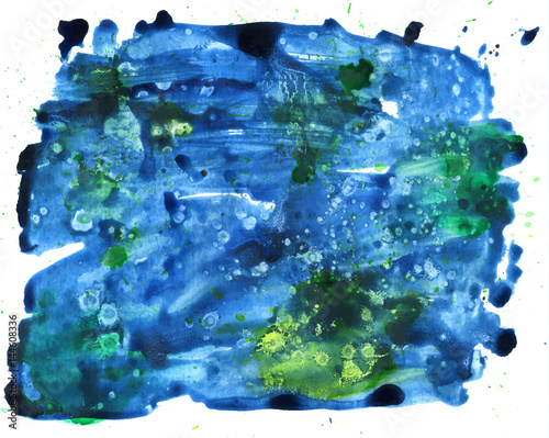 Colorful abstract watercolor texture stain with splashes and spatters. Modern creative watercolor background for trendy design.
