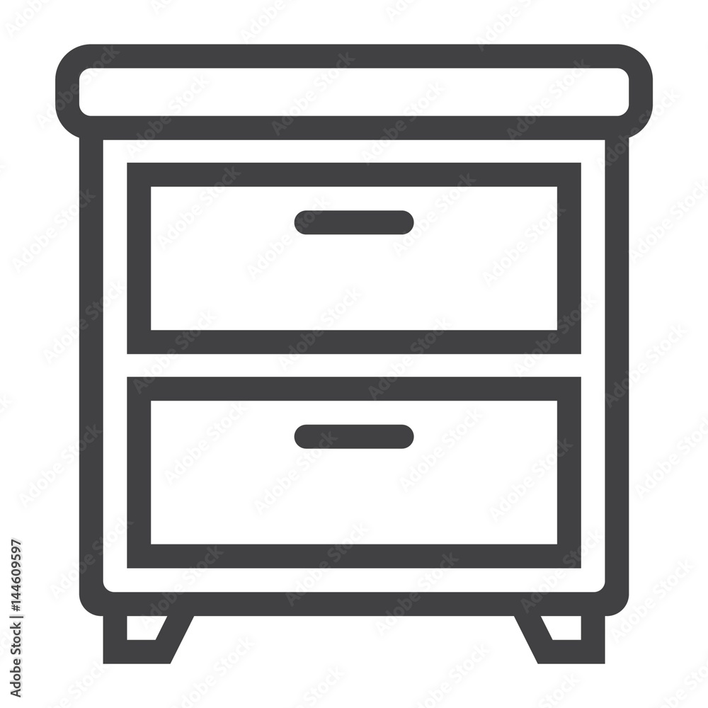 Bedside table line icon, Furniture and interior element, vector graphics, a linear pattern on a white background, eps 10. Bedside table line icon, Furniture and interior element, vector graphics, a linear pattern on a white background, eps 10.