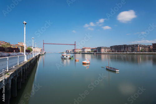 Vizcaya hanging bridge and Nervion river in Portugalete, Bilbao, Spain.