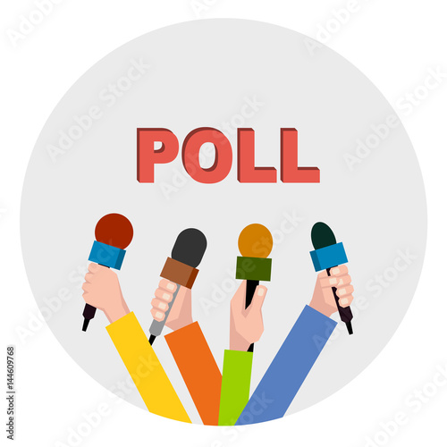 Badge opinion poll vector illustration.