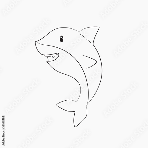 cute shark line art vector