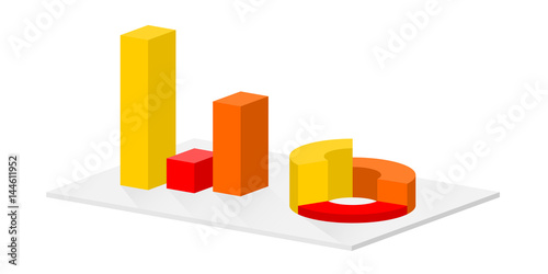 Histogramme Camembert 3D 3 Couleurs