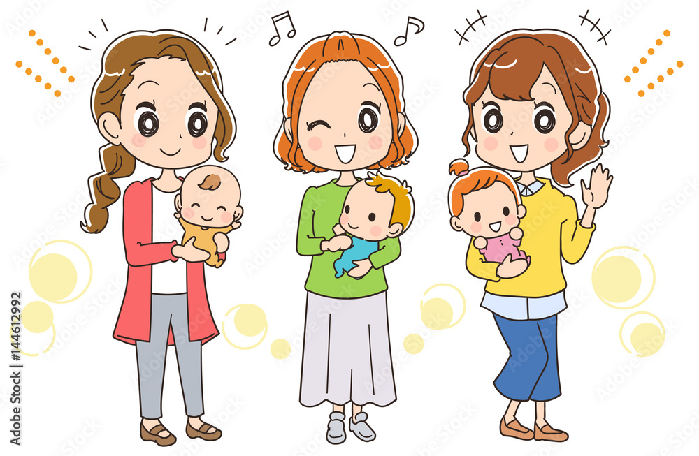 お母さんと赤ちゃんのイラスト 全身 Stock ベクター Adobe Stock