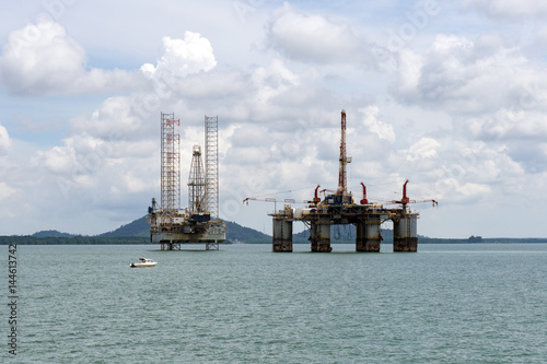 Oil rigs located near the Tangjung Langsat Port in Pasir Gudang, Johor Malaysia.