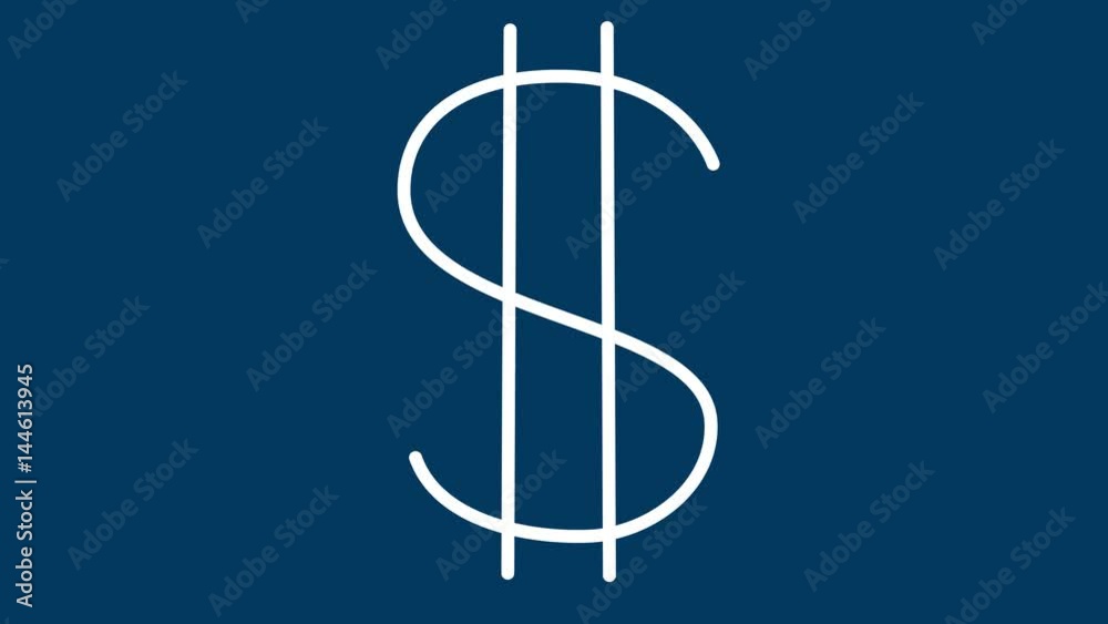 The dollar sign is drawn. The financial situation in the world. On a blue background The dollar sign is drawn. The financial situation in the world. On a blue background
