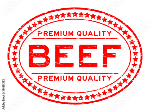 Grunge red premium quality beef oval rubber stamp