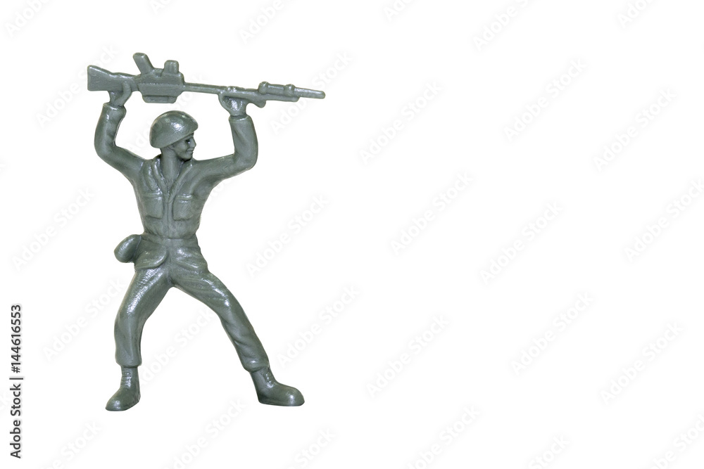 Miniature toy soldier on white background with clipping path Miniature toy soldier on white background with clipping path
