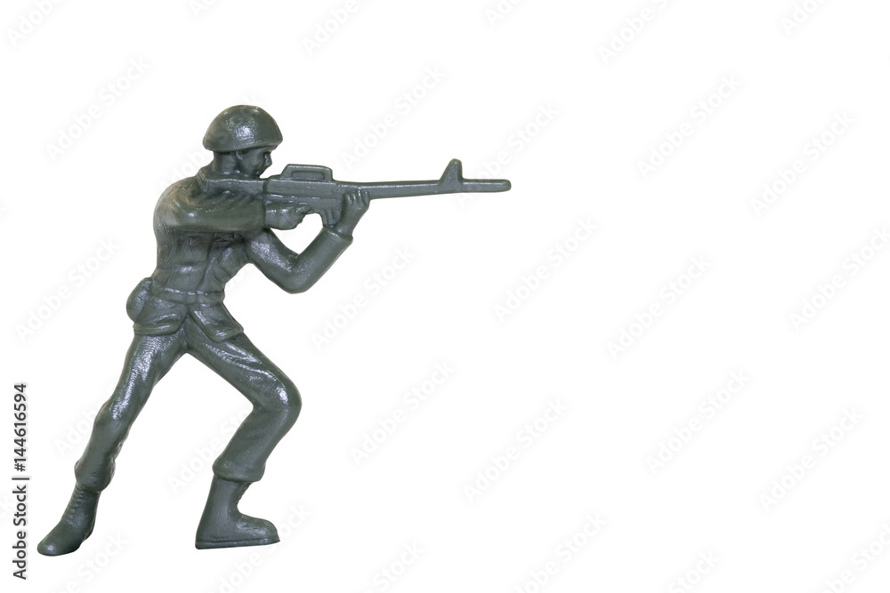 Miniature toy soldier on white background with clipping path Miniature toy soldier on white background with clipping path