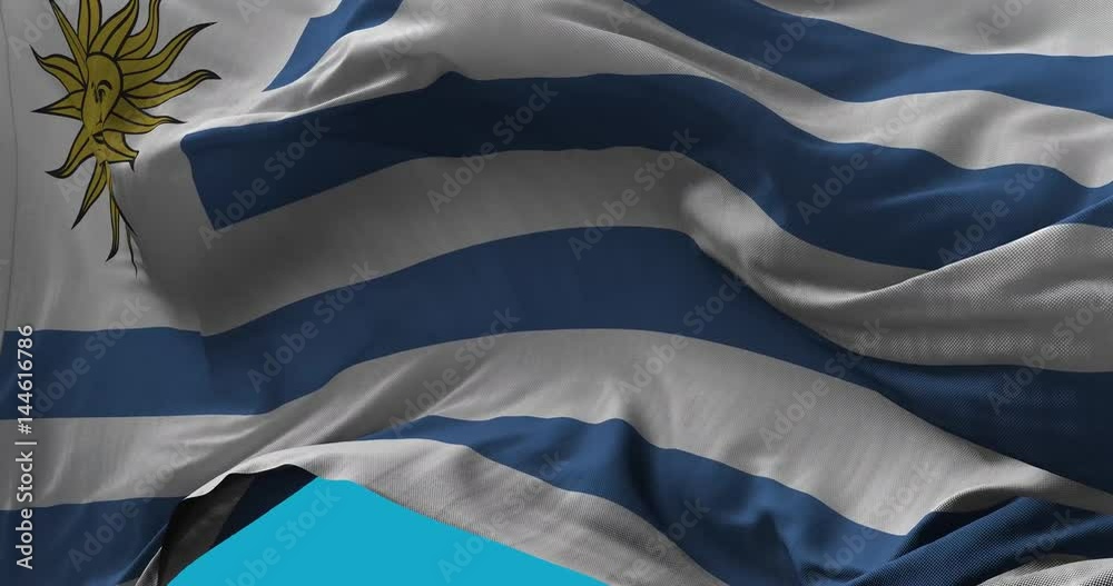 National Flag of  Uruguay waving in the wind slow motion Seamless Loop Animation