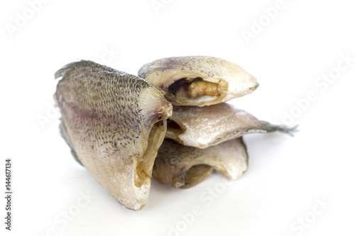 Dried fish ,thai food isolated on white